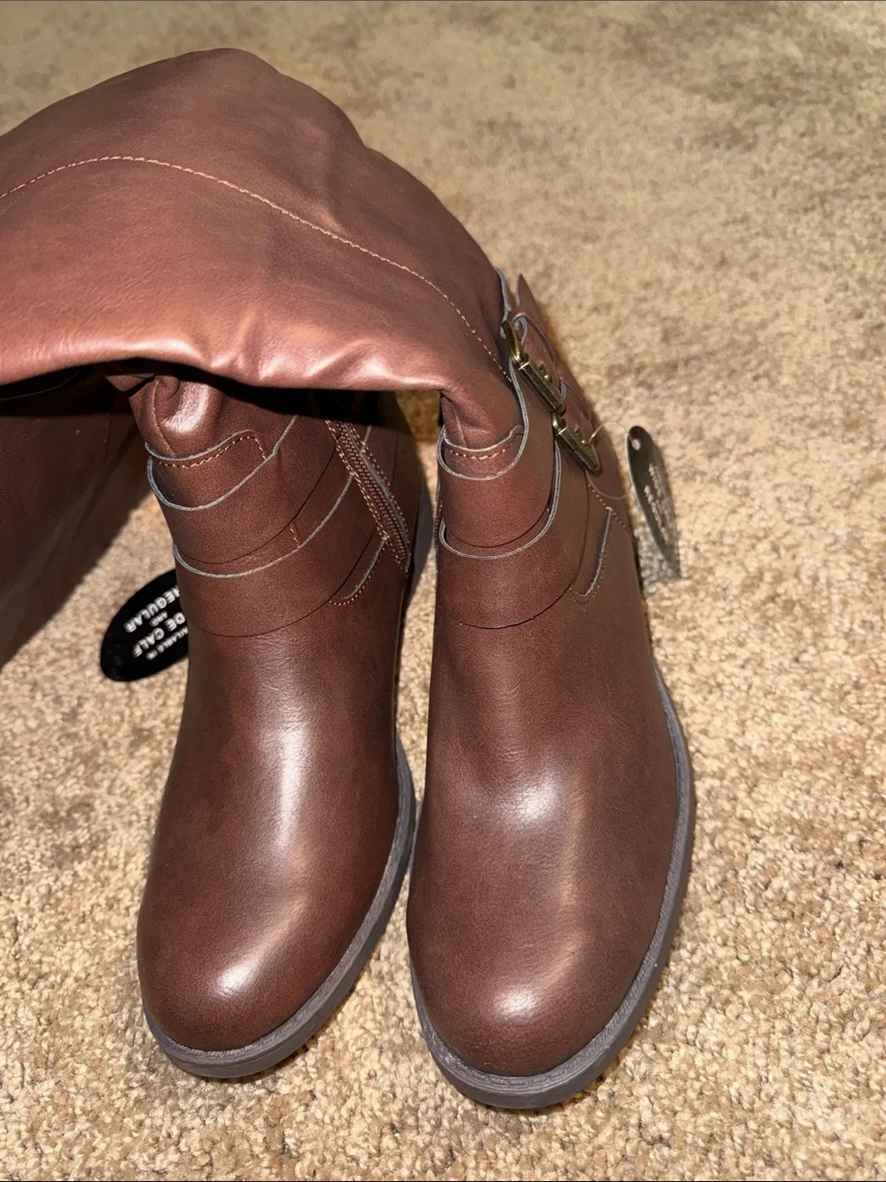 Women's Brown Leather Ankle Booties - Fold-Over Comfort
